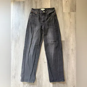 Madewell Low Slung Straight Jeans Black Button Fly 23 Waist thumbnail 2
