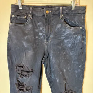 American Eagle Curvy Super High-Rise Flare Jeans Size 12 Short Navy thumbnail 2