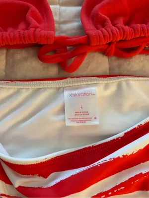 Xhilaration Bright Red White Bikini Swimsuit Women’s Size L thumbnail 5