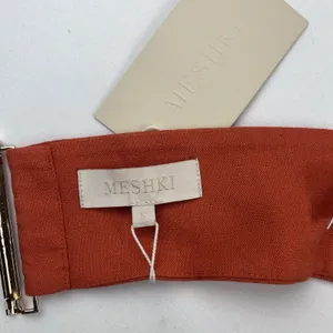Meshki Women’s Linen Halter Top Crop Rust Orange Small Tie Back Adjustable New thumbnail 11