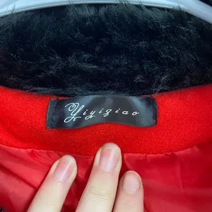Yiyigiao red cotton faux fur collar peacoat button tiered belted coat XS small‎ thumbnail 5