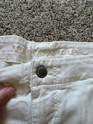 American Eagle lightweight Wide Leg Cargo Pants in White thumbnail 4