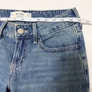 Hollister Low-Rise Baggy Jeans Womens 00R W24 Regular Blue Denim 100% Cotton thumbnail 7