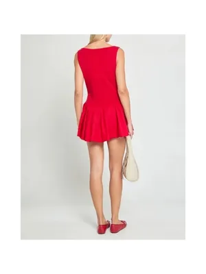 NWT o.p.t Helene Mini Dress XS Red Sleeveless Combination Puff Flared Bubble thumbnail 4