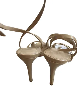 SCHUTZ Hilda Tan Patent Leather Sandals Heels Size 6.5 thumbnail 4