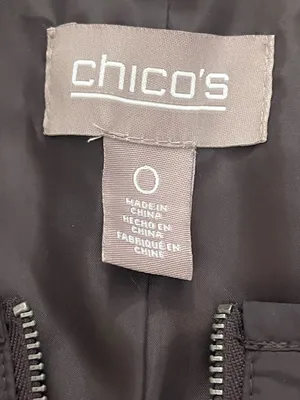 Chico's Collarless Quilted Dark Brown Full Zip Jacket thumbnail 7