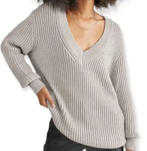 Aritzia Babaton Roger Sweater Size Small Merino Wool Gray Beige V Neck Luxury thumbnail 1