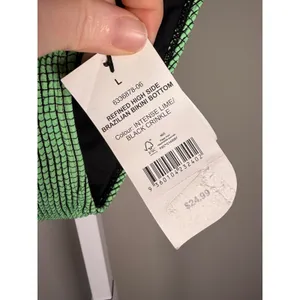 Cotton On Textured Brazilian Bikini Bottom Lime Green High Cut Cheeky Swim NWT L thumbnail 5
