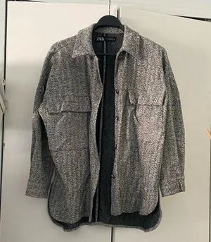 Zara Gray Button-Up Shirt thumbnail 1