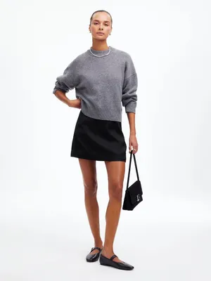 NWT Madewell Satin Mini Skirt Women's Black Size 2 thumbnail 2