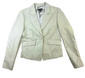 bebe Vintage Y2K Pastel Green Genuine Leather Blazer Jacket Womens L thumbnail 1