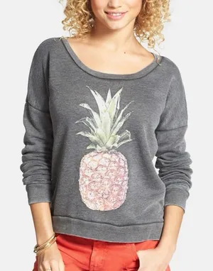 ✨BILLABONG 'She Sells' Pineapple Print Pullover Sz XL Sweatshirt✨ thumbnail 1