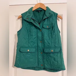 Talbots Green‎ Hunting Vest Fall Diamond Quilted Quilt Vest Fleece Lined thumbnail 4