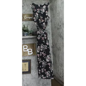NWT Ny Collection Womens Belted Chiffon Maxi Dress MCCD3995 Black and Pink XL thumbnail 3