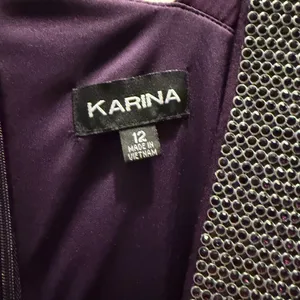 Karina Grimaldi One-Shoulder Purple Dress with Silver Accent thumbnail 4