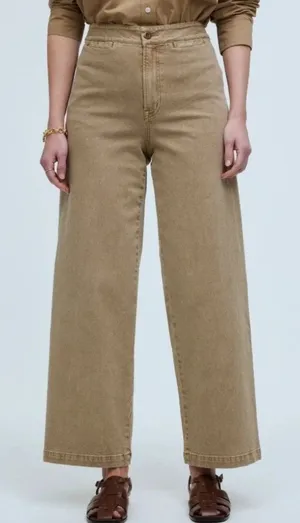 Madewell Emmett Wide Leg Crop Pants Drill Khaki Patch Pocket Women’s 26 thumbnail 1