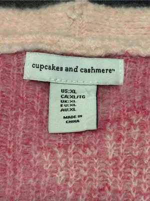 cupcakes & cashmere Pink Heart-Print V-Neck button Cardigan size XL thumbnail 5