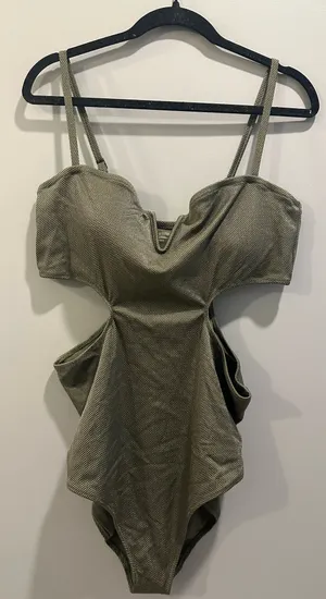Aerie Shine Pique V Wire Cut Out One-Piece Swimsuit thumbnail 3
