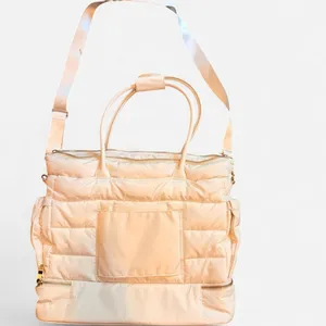 iPack Puffy Tote Bag Cream Laptop Travel Weekender Shoulder Carry On Bag thumbnail 3