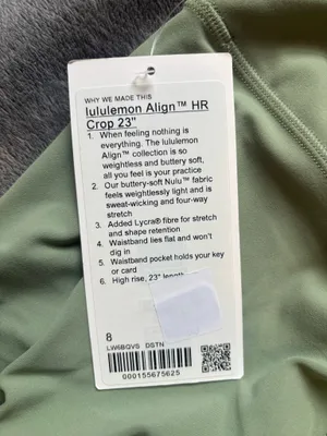 NWT Lululemon Align High-Rise Crop 23" Desert Green - Size 8 thumbnail 3