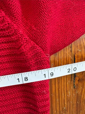 Talbots Bright Red V-Neck Cable Knit Sweater 100% Cotton Size Small thumbnail 5