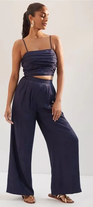 Anthropologie Floral Jacquard Wide Leg Pants & Cropped Tank Top Set‎ NEW Size 12 thumbnail 1