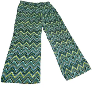 BCX Chevron Print Wide Leg Pants Blue Green Yellow Boho Festival L thumbnail 8