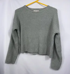 Sincerely Jules XS Sage Green Waffle Knit Sweater thumbnail 1