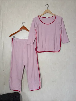 LAKE Women’s 100% Pima Cotton Classic Red Ticking Stripe Pajamas Set M thumbnail 3