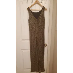 Calvin Klein Women's Faux-Wrap Metallic Dress Black/Gold 14 thumbnail 2