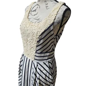Maeve Anthropologie‎ Striped Lace Bib Fit Flare Dress Black White Size 6 thumbnail 5