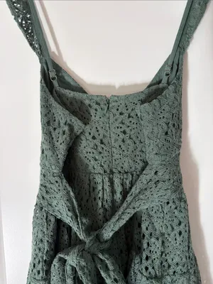 NWT Altar'd State Sage Green Crochet Fit & Flare Mini Dress Size S thumbnail 8