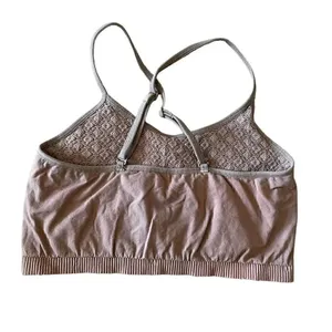 Taupe Women’s Adjustable Straps Crochet Running Yoga Bralette Sports Bra SZ XS thumbnail 5