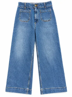 Anthropologie Pilcro Wide Leg Jeans Women 31 Blue Patch Pocket Skipper thumbnail 1