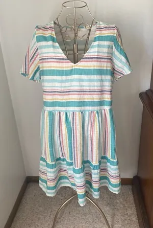 Altar’d State short sleeve stripe 100% cotton dress size M thumbnail 1