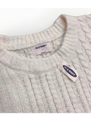 (RFB2) Old Navy Mixed Cable Knit Sweater XL NWT Cream White SoSoft Crewneck thumbnail 3