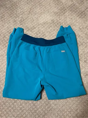 FIGS Teal Jogger Scrub bottom with Lime Drawstring size small R thumbnail 3