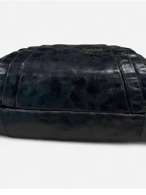 Marciano Black Leather Tote with Studded Stripe and Logo thumbnail 5