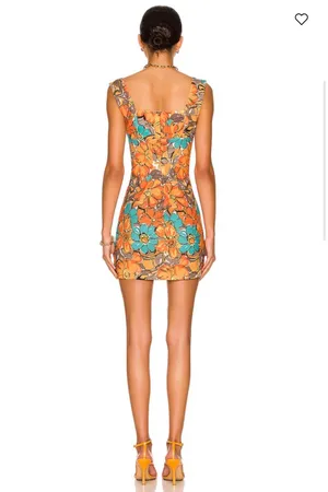 Miaou Vivi Mini Dress in Parisian Flower Orange Sz L thumbnail 3