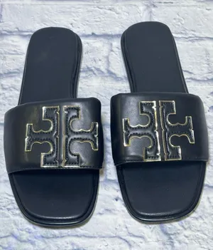 TORY BURCH Double T Sport Leather Slide Sandal Perfect Black Size 9.5 (40) thumbnail 1
