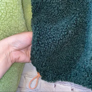 Wild Fable Colorblock Sherpa Fleece Jacket XS Cropped‎ Green Orange Cream NWOT thumbnail 3