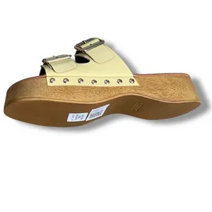 ASOS DESIGN Pale Yellow Flatform Open Toe Clogs Double‎ Buckle Detail Size 7 New thumbnail 8