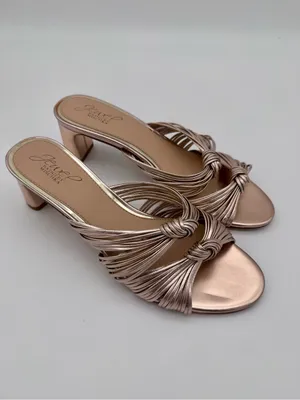 Jewel Badgley Mischka Cheryl Metallic Leather Block Heel Sandals Rose Gold 8 thumbnail 12