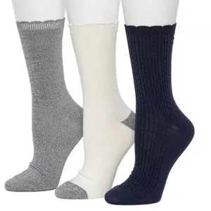 Cuddl Duds Plushfill Crew Socks NEW Navy Marled Gray Cream Warm Cozy Size 4-10 thumbnail 2