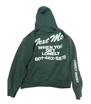 Lonely Ghost Text Me When You Get Lonely Hoodie Green Large Streetwear Graphic thumbnail 1