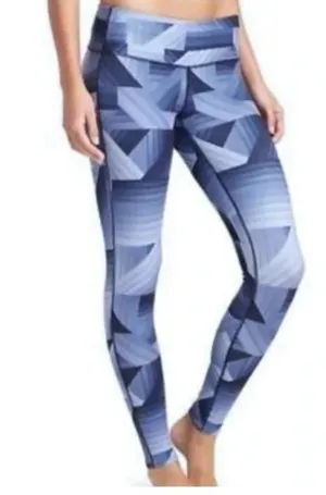 Athleta Chaturanga Geometric Leggings S Blue Frost Stretch Pocket Full Length thumbnail 1