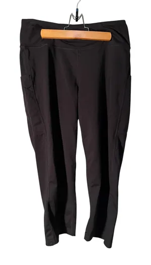 Baleaf Women's Size Large Cropped Wide Leg Leggings Side Pockets Black High Rise thumbnail 1