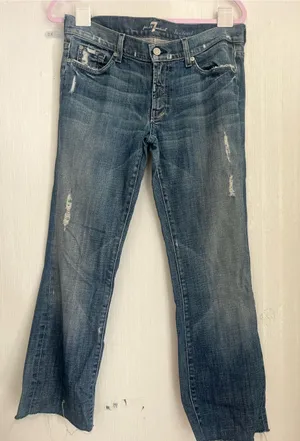 7 For All Mankind Women’s Faded Blue Straight Leg Jeans thumbnail 1