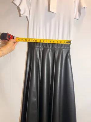 NWT ZARA Black Faux Leather High Waist Pleated Flared Midi Skirt XS thumbnail 7