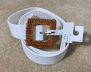 Women’s White Belt Woven Look Buckle Size L thumbnail 1